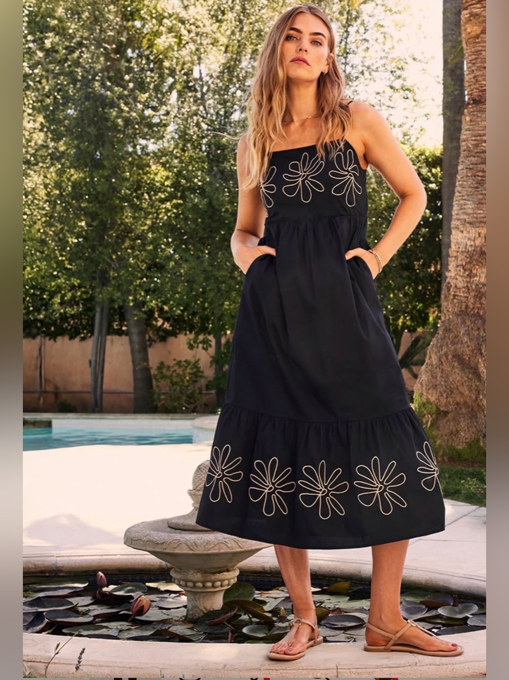 EVEREVE Florence Midi Sundress Dress Size Medium